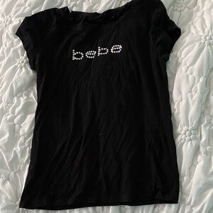 Bebe Black Tee with Sparkling Logo